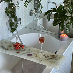 Поднос для ванны из эпоксидной смолы с цветами белая Epoxy Resin Flowers Bath Tray White варинант исполнения - 2 | Loft Concept в Омске