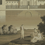 Обои ручная роспись Monuments of Paris Terre Foncée on scenic paper варинант исполнения - 1 | Loft Concept в Омске