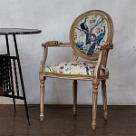 Полукресло из массива бука бежевое с изображением птиц и цветов Beige Green Chinoiserie Garden Chair варинант исполнения - 5 | Loft Concept в Омске