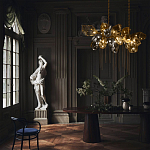 Люстра подвесная с 18-ю стеклянными плафонами с вертикальными подвесками Gilded Mirage  варинант исполнения - 9 | Loft Concept в Омске