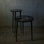 Круглый журнальный столик со столешницей из эпоксидной смолы Epoxy Resin Flowers Coffee Table варинант исполнения - 5 | Loft Concept в Омске