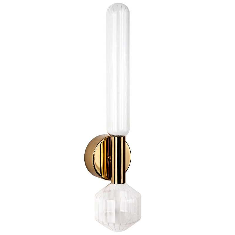 Бра со стеклянным плафоном в виде колбы Alfe Glass Wall Lamp Глянцевое золото Белый Бра со стеклянным плафоном в виде колбы Alfe Glass Wall Lamp Глянцевое золото Белый в Омске | Loft Concept