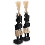 Комплект из 2-х деревянных статуэток Asmat Straw Headdress Statuettes Multicolor варинант исполнения - 4 | Loft Concept в Омске