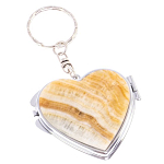 Зеркало брелок складное двухстороннее в форме сердца из натурального камня Оникс Stone Mirrors варинант исполнения - 1 | Loft Concept в Омске