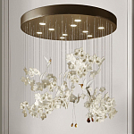 Люстра каскадная с белыми цветами и птицами Takeoff варинант исполнения - 2 | Loft Concept в Омске