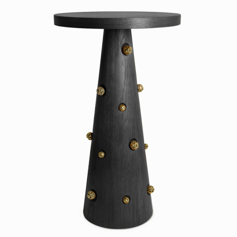 Приставной столик Okinawa Black Side table Черный Золотой в Омске | Loft Concept 