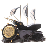 Часы настольные в виде парусника из натурального камня Обсидиан Sailboat Stone Clock варинант исполнения - 4 | Loft Concept в Омске