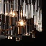 Люстра круглая из матового черного металла с подвесками из прозрачных стеклянных трубок Noir Tubes варинант исполнения - 6 | Loft Concept в Омске