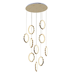 Потолочная люстра каскадная светодиодная с золотистым каркасом Ring of Fire варинант исполнения - 1 | Loft Concept в Омске