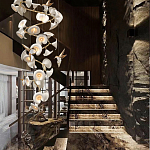 Люстра каскадная из белых цветов каллы и птичек Refined Taste of Light варинант исполнения - 3 | Loft Concept в Омске