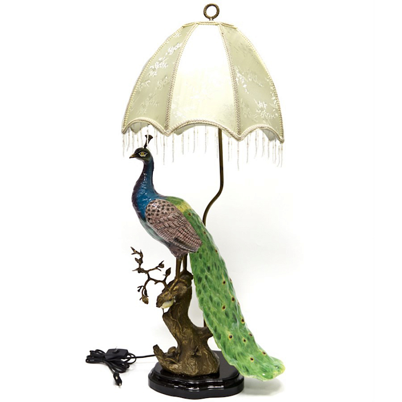 Настольная лампа Peacock Lamp Белый Зеленый Синий Бронза в Омске | Loft Concept 