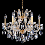 Люстра подвесная с 6-ю лампочками и прозрачными хрустальными подвесками на основании золотого цвета Crystal lamps варинант исполнения - 2 | Loft Concept в Омске