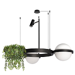 Подвесной светильник с 2-мя шарообразными плафонами и цилиндрическим спотом Light of Еyes варинант исполнения - 2 | Loft Concept в Омске