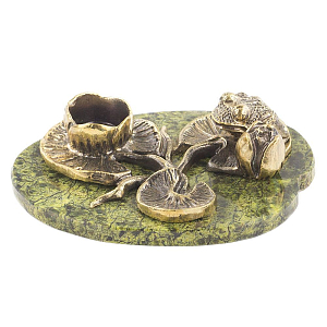 Подсвечник из бронзы и натурального камня змеевик Stone Candlestick