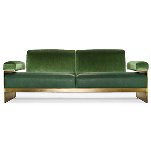 Эксклюзивный Диван в стиле Арт-деко Phoenix с элегантными латунными элементами 