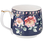 Кружка фарфоровая синяя с цветочным принтом 470 мл Flower Porcelain Collection варинант исполнения - 1 | Loft Concept в Омске