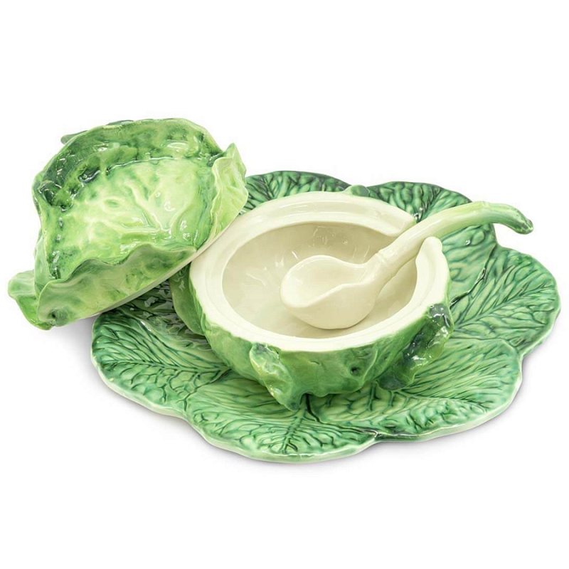 Супница SOUP BOWL CABBAGE W/PLATE  D20 Зеленый в Омске | Loft Concept 