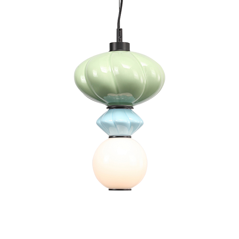 Подвесной светильник фигурный с керамическими элементами Fragrant Light Зеленый Голубой в Омске | Loft Concept 