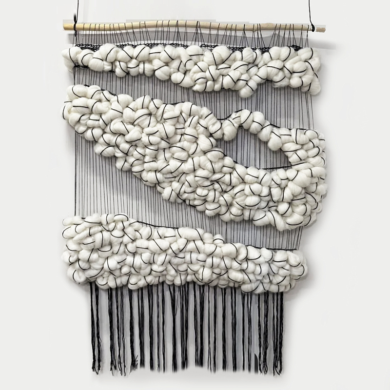 Гобелен из шерсти Облака черные нити Черный в Омске | Loft Concept 