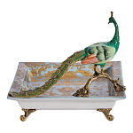 Блюдо квадратное с павлином на бронзовых ножках Eden Garden варинант исполнения - 3 | Loft Concept в Омске