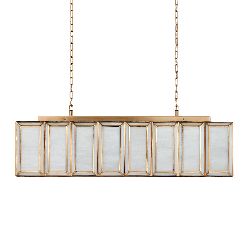 Люстра прямоугольная с каркасом золотого цвета Soft Glow Lamps Золотой Молочный в Омске | Loft Concept 