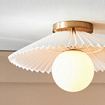 Потолочный светильник с белым плиссированным абажуром Headquarters варинант исполнения - 2 | Loft Concept в Омске