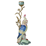 Подсвечник в образе попугая из фарфора с бронзовыми элементами Eden Garden варинант исполнения - 1 | Loft Concept в Омске