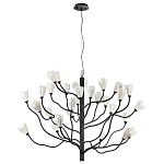 Люстра подвесная черного цвета с ветвями и белыми фарфоровыми цветами Floralis варинант исполнения - 10 | Loft Concept в Омске