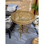 Столик приставной золотистый с орнаментом на столешнице Tanzania варинант исполнения - 5 | Loft Concept в Омске