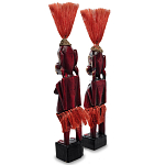 Комплект из 2-х деревянных статуэток Asmat Red Straw Headdress Statuettes Red Gold варинант исполнения - 2 | Loft Concept в Омске