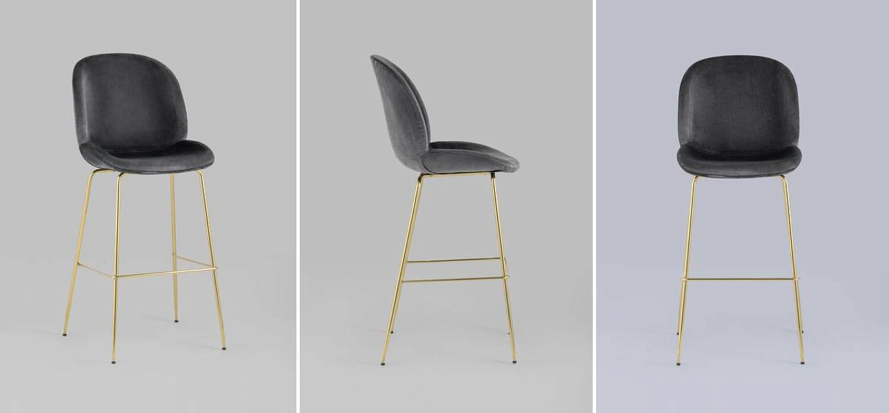Барный Стул Серый Велюр Vendramin Chair Барный Стул Серый Велюр Vendramin Chair - Loft-Concept в Омске