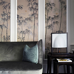Обои ручная роспись Distant Bamboo Special Colourway on Lead Grey dyed silk варинант исполнения - 2 | Loft Concept в Омске