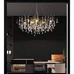 Люстра черная с прозрачными стеклянными подвесками в форме капель FAIRYTREE Light варинант исполнения - 5 | Loft Concept в Омске