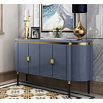 Дизайнерский комод синий глянцевый с золотыми ручками на 4-х дверцах Martin варинант исполнения - 1 | Loft Concept в Омске