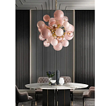 Люстра розовые шары на золотом каркасе Pink Light Bubbles варинант исполнения - 3 | Loft Concept в Омске