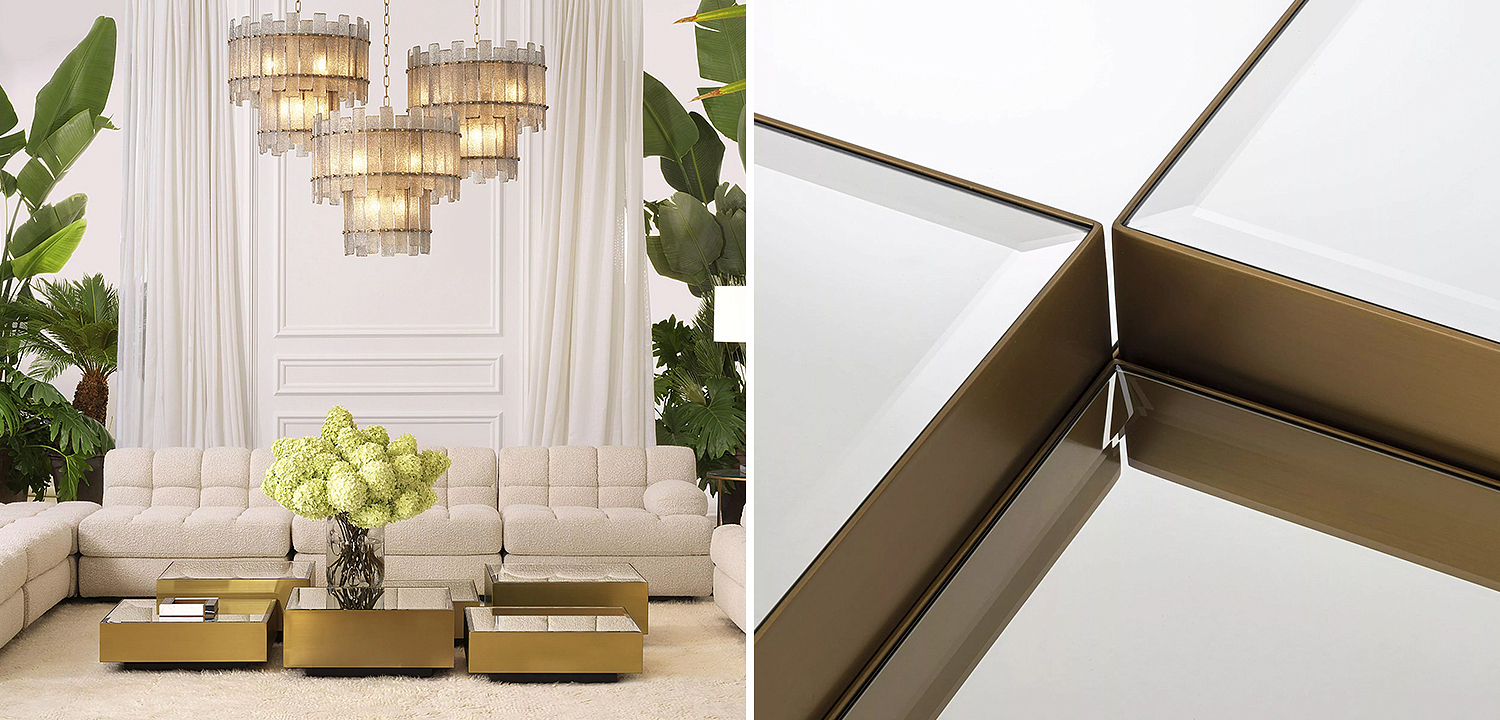 Комплект кофейных столиков Eichholtz Coffee Table Esposito set of 4 Mirror Glass Комплект кофейных столиков Eichholtz Coffee Table Esposito set of 4 Mirror Glass - Loft-Concept в Омске