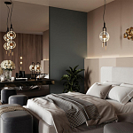 Подвесной светильник с черным основанием и золотистым декором Bruno Duo варинант исполнения - 5 | Loft Concept в Омске