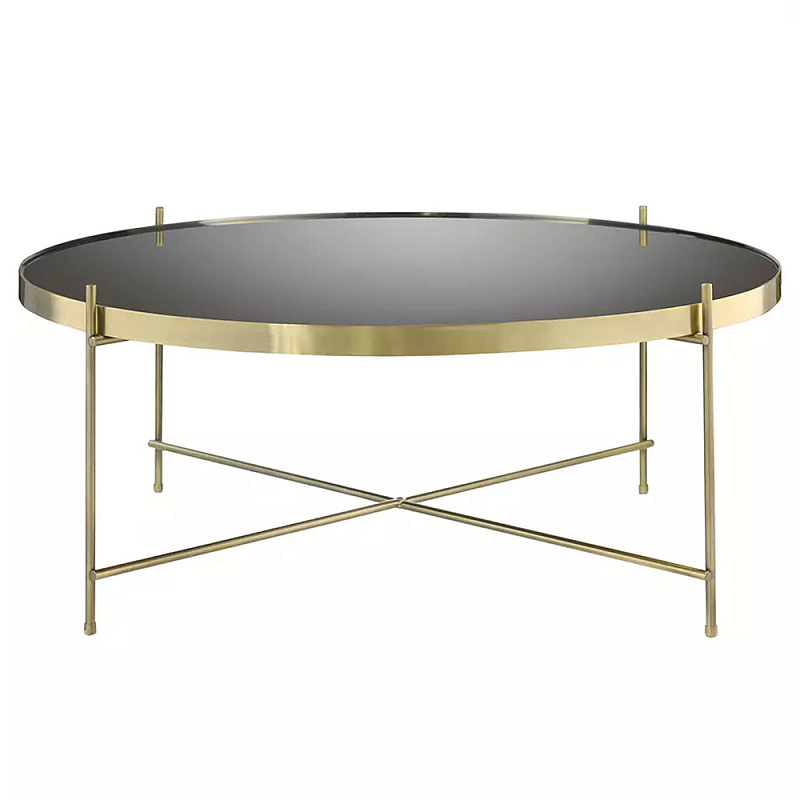 Кофейный столик с круглой зеркальной столешницей Round Mirror Table Коричневый Латунь в Омске | Loft Concept 