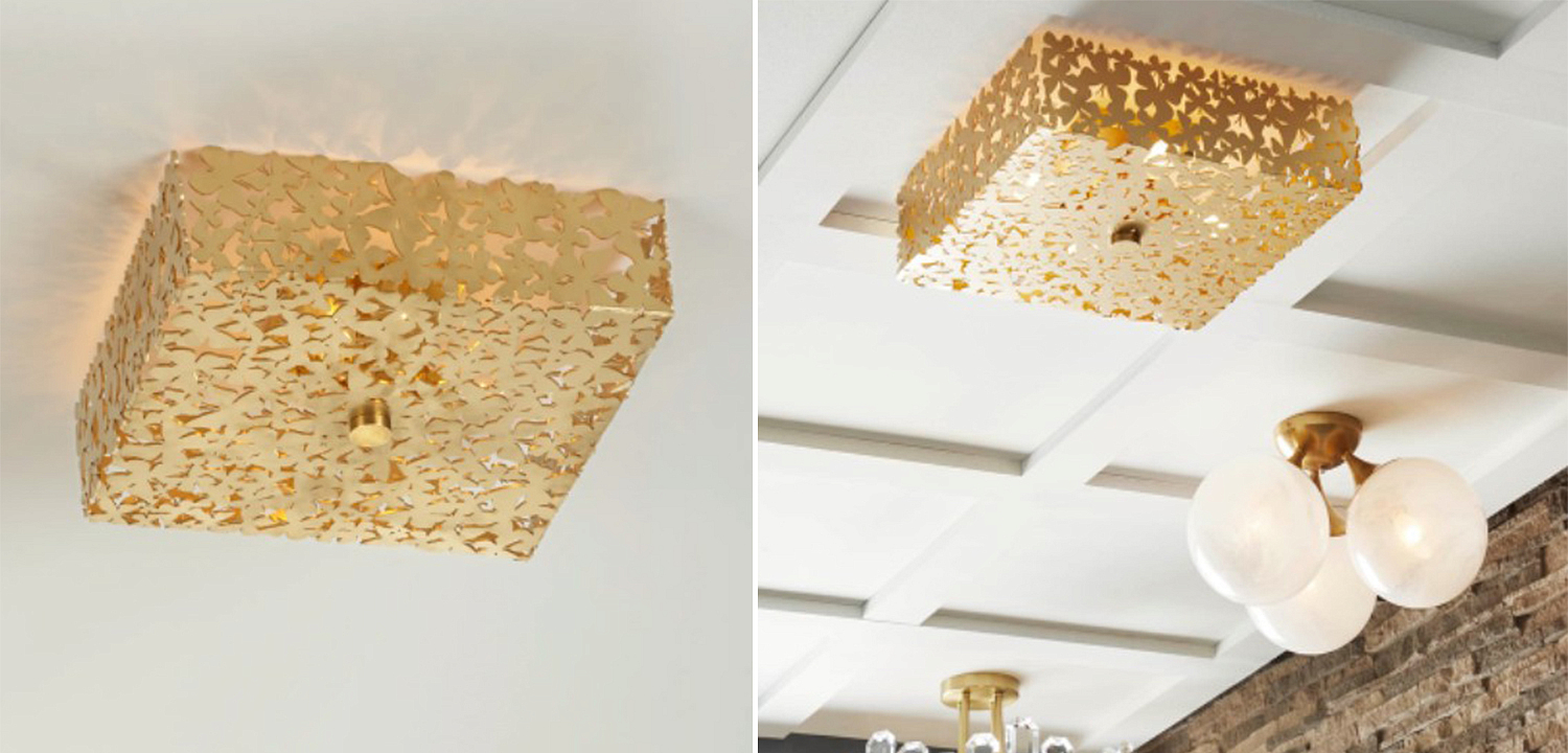 Светильник квадратный с золотыми бабочками Tommy Mitchell Square Butterfly Flush-Mount Light Светильник квадратный с золотыми бабочками Tommy Mitchell Square Butterfly Flush-Mount Light - Loft-Concept в Омске