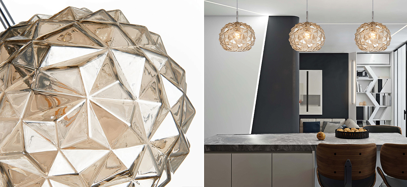 Подвесной светильник коньячного цвета Geometry Glass - Loft-Concept в Омске