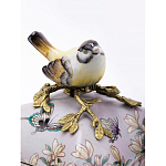 Шкатулка фиолетового цвета с рисунком бабочек и крышкой с фигуркой птицы на ветке Eden Garden варинант исполнения - 4 | Loft Concept в Омске