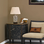 Настольная лампа с фарфоровым основанием нежно голубого цвета с золотистым цветочным рисунком и бежевым плиссированным абажуром Elstead Lighting варинант исполнения - 5 | Loft Concept в Омске