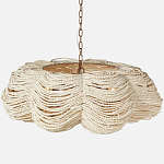 Круглая люстра волнистой формы с декором из круглых деревянных бусин White Wooden Beads Chandelier L варинант исполнения - 1 | Loft Concept в Омске