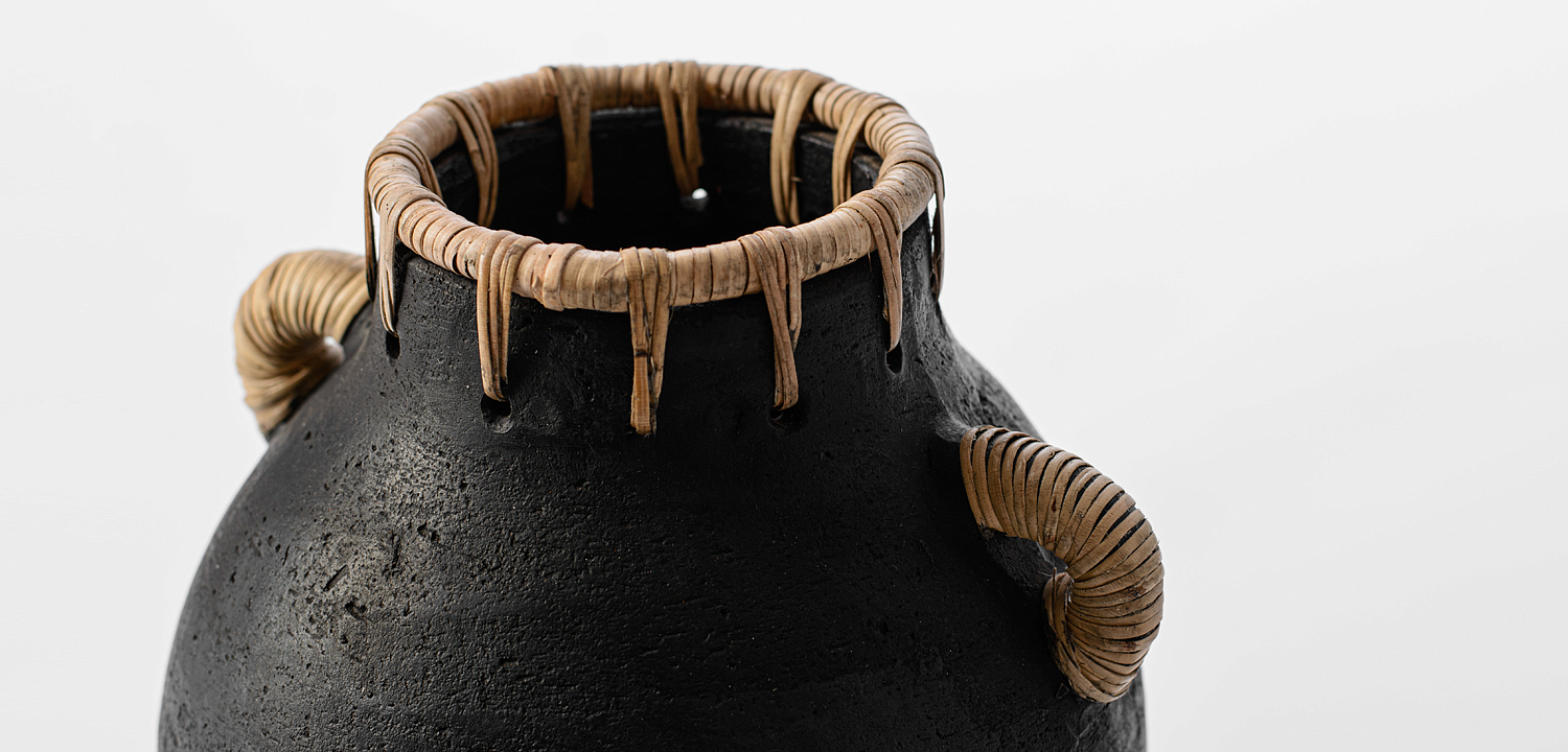 Ваза Vase Ceramic & Rattan Ваза Vase Ceramic & Rattan - Loft-Concept в Омске