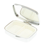 Таблетница карманная прямоугольная с 2-мя отделениями с зеркалом и накладкой из натурального камня Жадеит Silver Stone Pillboxes варинант исполнения - 3 | Loft Concept в Омске