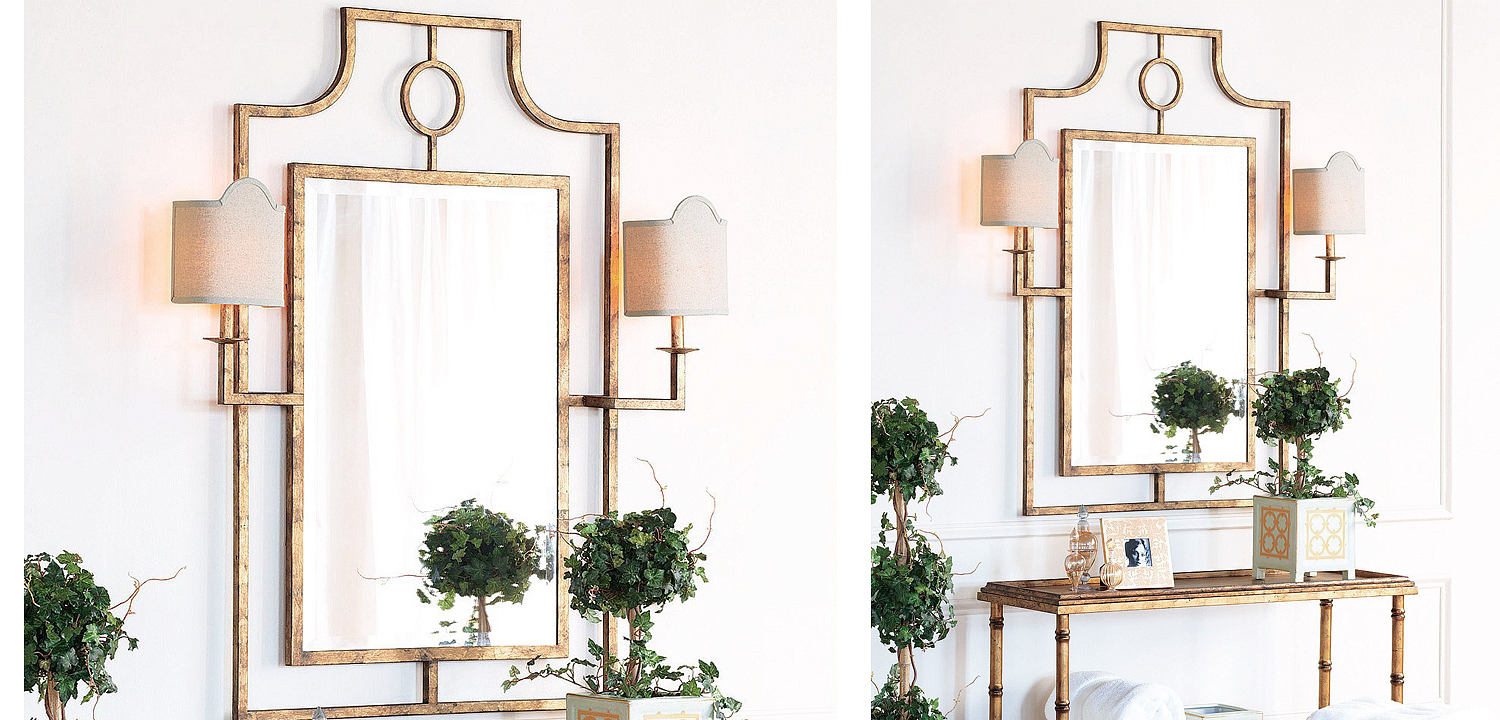 Зеркало с бра Mirror with Sconces Dairile Gold Зеркало с бра Mirror with Sconces Dairile Gold - Loft-Concept в Омске