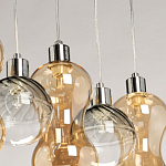 Люстра с 3-мя плафонами волнообразной формы цвета янтарь и 2-мя прозрачными шарообразными плафонами Lucid Rain  варинант исполнения - 8 | Loft Concept в Омске
