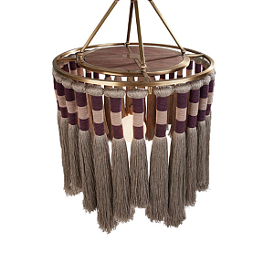 Люстра круглая плетеная с кисточками Walnut Chandelier Tassels Boho Style