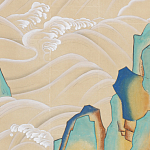 Обои ручная роспись Matsushima Waves Kano on Edo Straw India tea paper варинант исполнения - 2 | Loft Concept в Омске