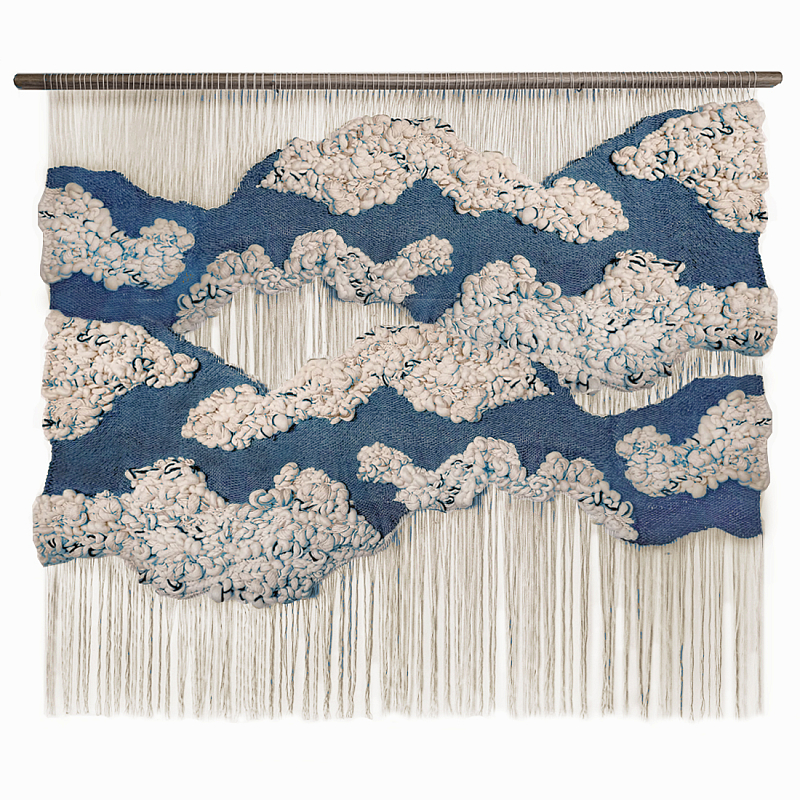 Большой дизайнерский Гобелен Misty Morning III Blue ivory ( слоновая кость ) Синий в Омске | Loft Concept 